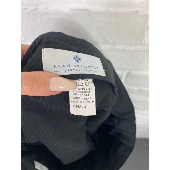 Ryan Seacrest Men's Mid Rise Modern Fit Straight Dress Pant Navy Blue Size 34/30 - Picture 4 of 5